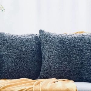 2 shams/Throw pillow covers 22 x 22 melange classic blue by Pauleon. Like new